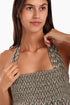 Dress in printed cotton gauze with halter neck tie